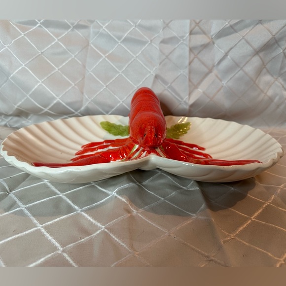 Large Vintage Red Lobster Majolica Style Pottery Shell Dish - Picture 4 of 9